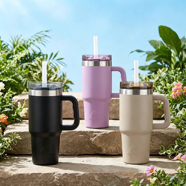 Alt view image 3 of 5 - Ozark Trail 18 oz Stainless Steel Insulated Tumbler with Handle, Black