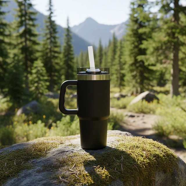 Alt view image 5 of 5 - Ozark Trail 18 oz Stainless Steel Insulated Tumbler with Handle, Black
