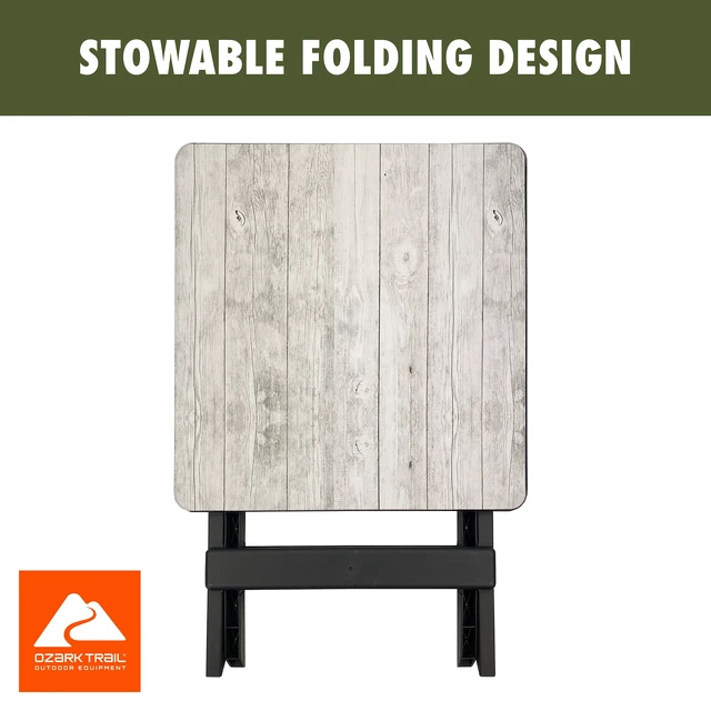 Alt view image 2 of 6 - Ozark Trail 19-inch Plastic Folding Camp Side Table, Gray Wood Grain