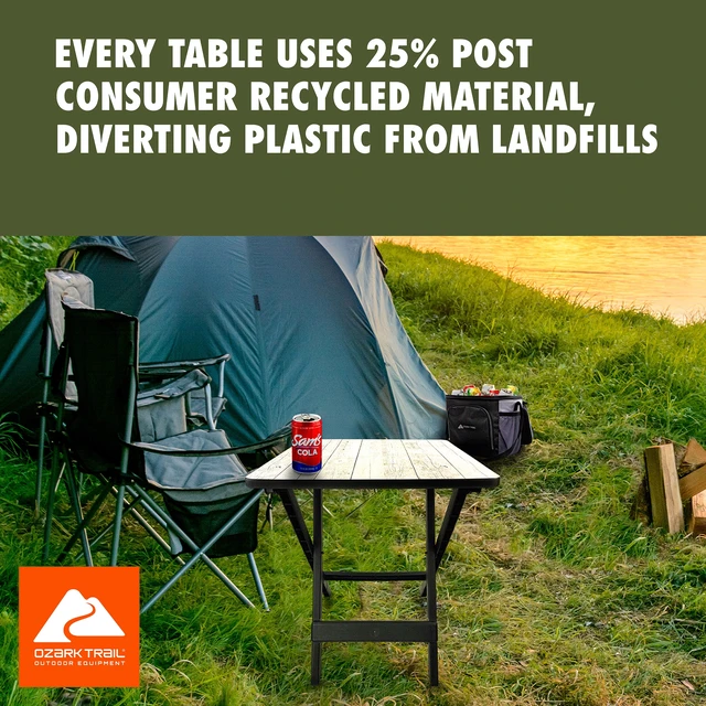 Alt view image 4 of 6 - Ozark Trail 19-inch Plastic Folding Camp Side Table, Gray Wood Grain