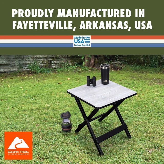 Alt view image 5 of 6 - Ozark Trail 19-inch Plastic Folding Camp Side Table, Gray Wood Grain