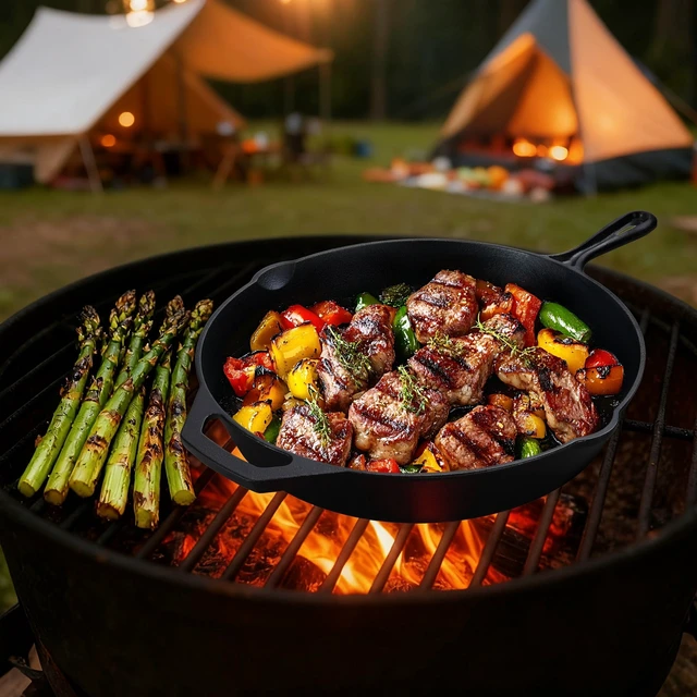 Alt view image 4 of 6 - Ozark Trail 12-Inch Pre-Seasoned Cast Iron Skillet with Handles