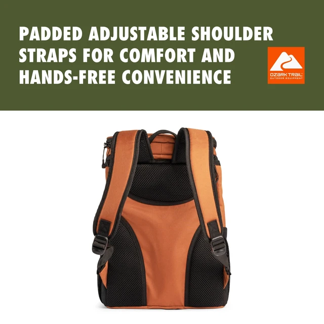 Alt view image 2 of 6 - Ozark Trail 15QT 20-Can Soft-Sided Cooler Backpack, Brown