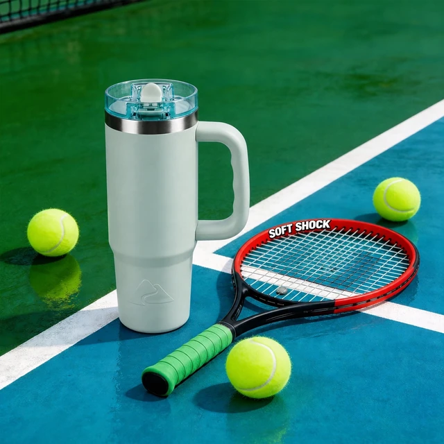 Alt view image 2 of 6 - Ozark Trail 30oz Insulated Stainless Steel Travel Tumbler with Handle and Flip Straw Lid, Sage Green