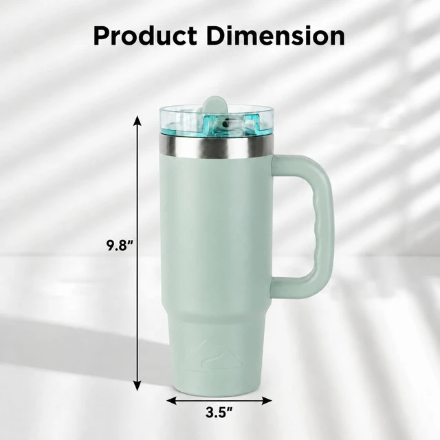 Alt view image 5 of 6 - Ozark Trail 30oz Insulated Stainless Steel Travel Tumbler with Handle and Flip Straw Lid, Sage Green