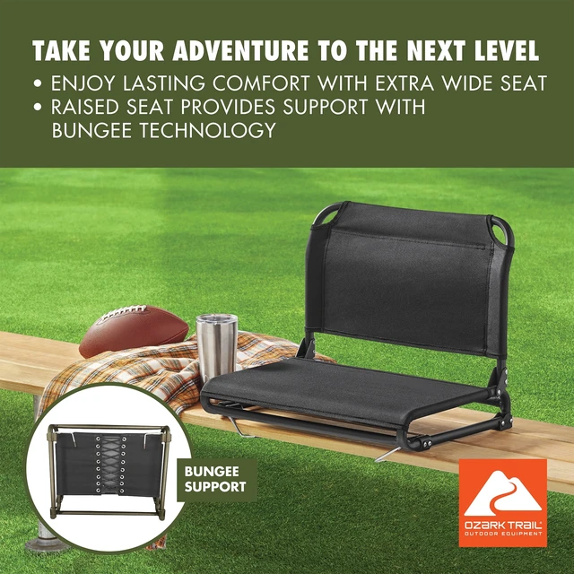 Alt view image 6 of 6 - Ozark Trail Extra-Wide Stadium Seat with Hooks, Rich Black