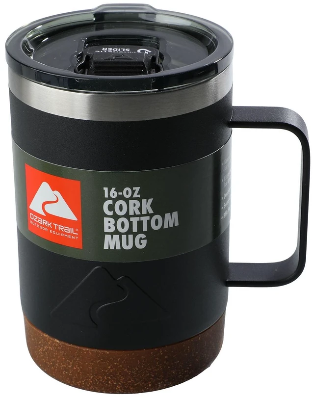 Main image of Ozark Trail 16oz Insulated Stainless Steel Coffee Mug with Cork Bottom, Black