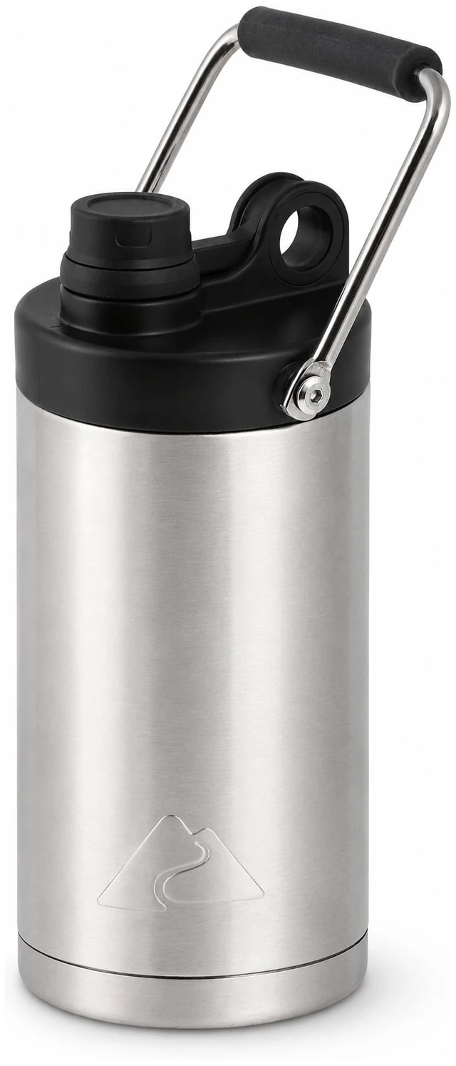 Main image of Ozark Trail 1/2 Gallon (64 oz) Stainless Steel Vacuum Insulated Water Jug with Handle, Keeps Cold and Hot, Silver