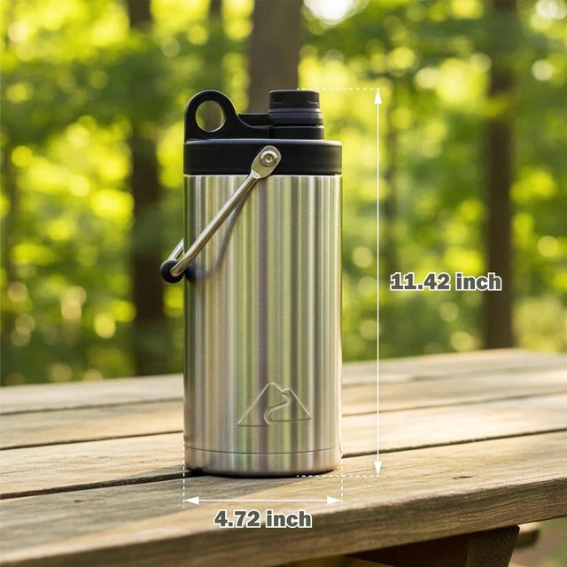 Alt view image 6 of 6 - Ozark Trail 1/2 Gallon (64 oz) Stainless Steel Vacuum Insulated Water Jug with Handle, Keeps Cold and Hot, Silver
