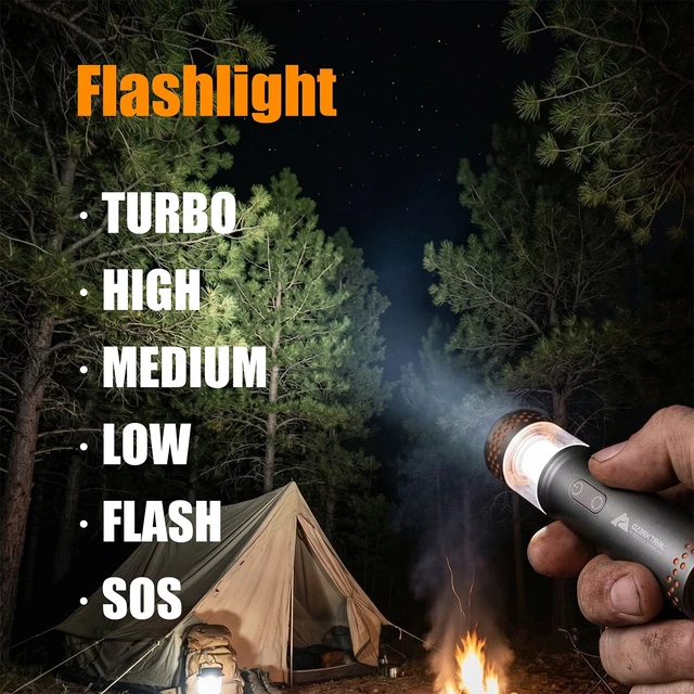 Alt view image 6 of 6 - Ozark Trail Rechargeable LED Pocket Flashlight and Lantern, 1000 lm, IPX5 Water-Resistant, Black & Orange