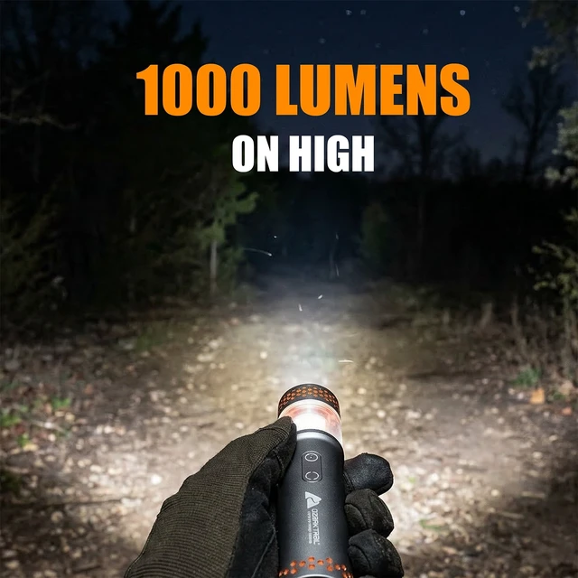 Alt view image 3 of 6 - Ozark Trail Rechargeable LED Pocket Flashlight and Lantern, 1000 lm, IPX5 Water-Resistant, Black & Orange