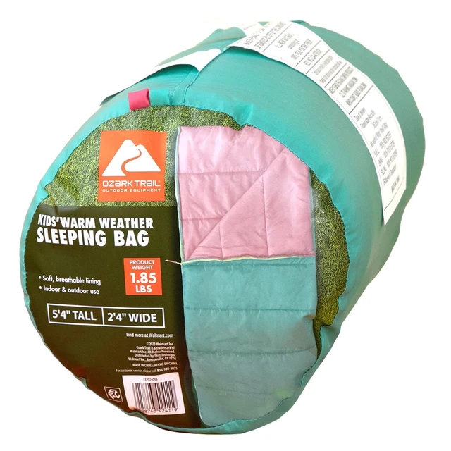 Alt view image 5 of 6 - Ozark Trail 50F Youth Rectangular Sleeping Bag, Teal & Pink