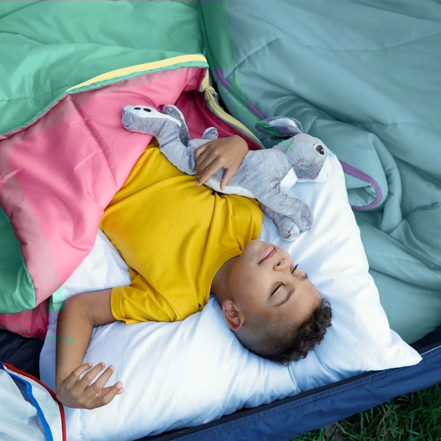 Alt view image 2 of 6 - Ozark Trail 50F Youth Rectangular Sleeping Bag, Teal & Pink