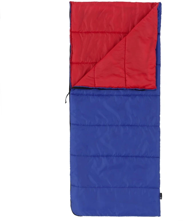 Main image of Ozark Trail Youth Rectangular Sleeping Bag, Warm Weather 50F, Blue & Red, 64" x 28"