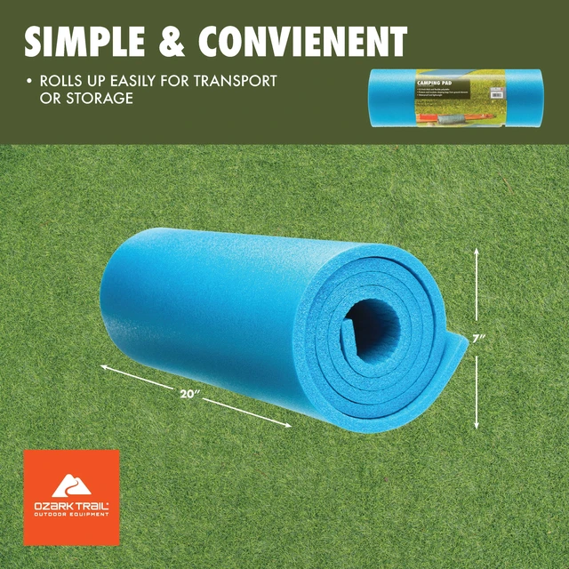Alt view image 6 of 6 - Ozark Trail Closed Cell Foam Sleeping Pad, Blue, 20x72x0.5in