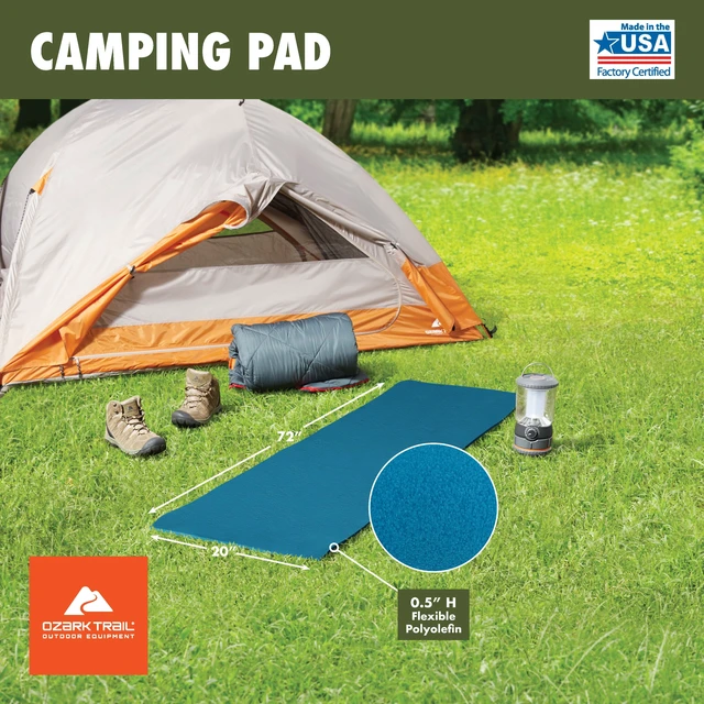 Alt view image 4 of 6 - Ozark Trail Closed Cell Foam Sleeping Pad, Blue, 20x72x0.5in