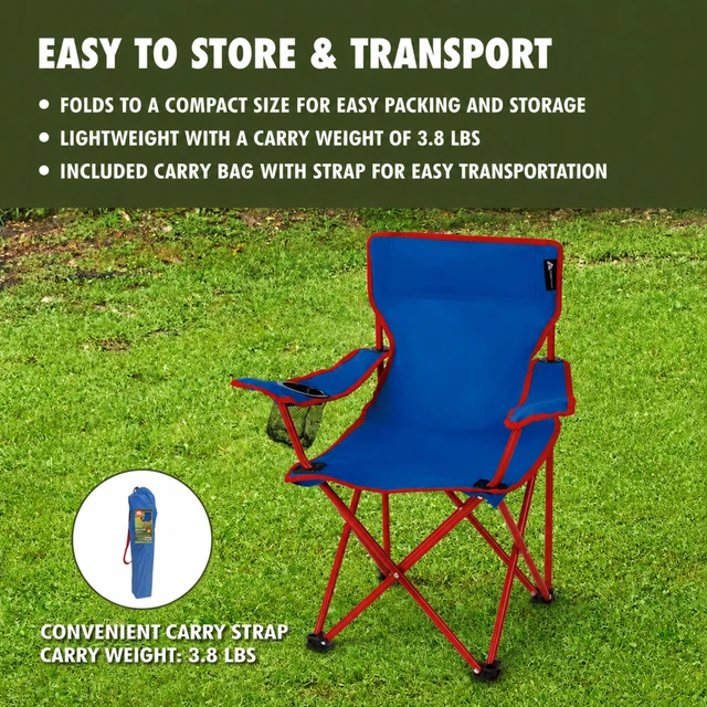 Alt view image 6 of 6 - Ozark Trail Kids Quad Camp Chair with Cupholder, Blue
