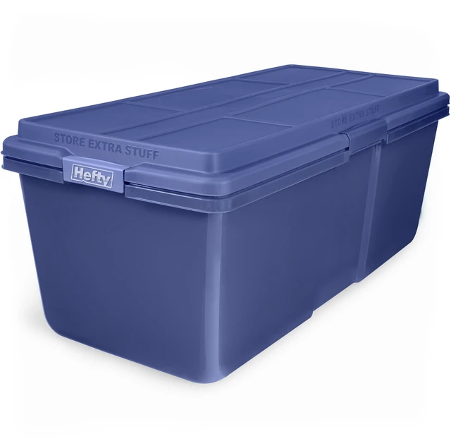 Main image of Hefty HI-RISE 28 Gallon Large Plastic Latching Storage Bin, Blue