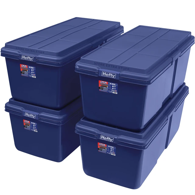 Alt view image 3 of 6 - Hefty HI-RISE 28 Gallon Large Plastic Latching Storage Bin, Blue