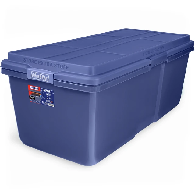 Alt view image 2 of 6 - Hefty HI-RISE 28 Gallon Large Plastic Latching Storage Bin, Blue
