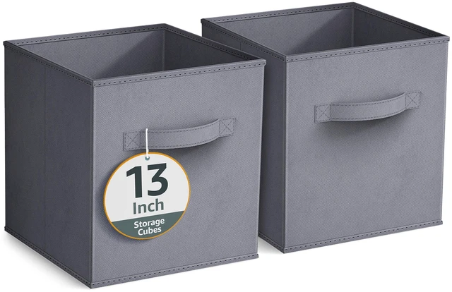 Main image of Sorbus 13" Foldable Fabric Storage Cube Bin, Gray (2-Pack)