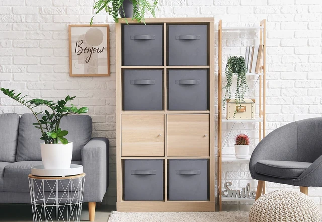 Alt view image 2 of 4 - Sorbus 13" Foldable Fabric Storage Cube Bin, Gray (2-Pack)
