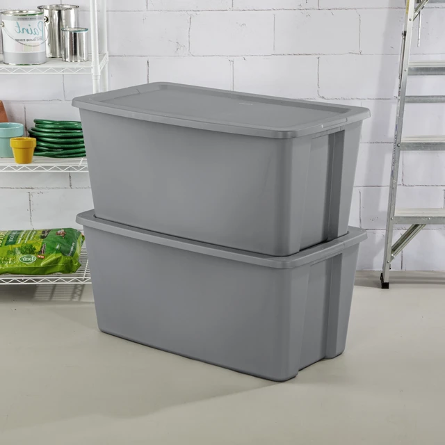 Alt view image 2 of 6 - Sterilite 50 Gallon Extra Large Plastic Storage Tote with Snap-On Lid, Gray