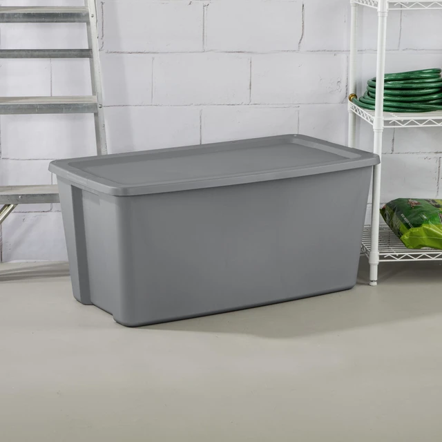 Alt view image 3 of 6 - Sterilite 50 Gallon Extra Large Plastic Storage Tote with Snap-On Lid, Gray