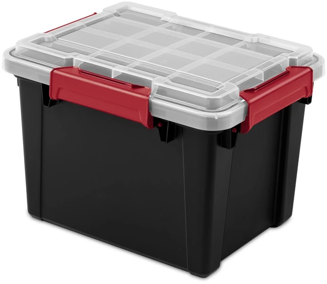 Main image of Sterilite 5Gallon IP68 Waterproof Plastic Storage Bin with Lid, Small Gasket Tote, Gasket Seal, Durable Latches, Black