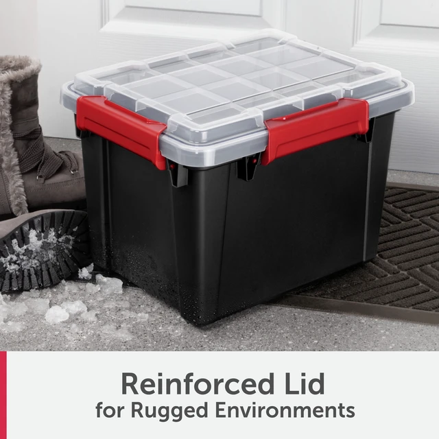 Alt view image 2 of 6 - Sterilite 5Gallon IP68 Waterproof Plastic Storage Bin with Lid, Small Gasket Tote, Gasket Seal, Durable Latches, Black