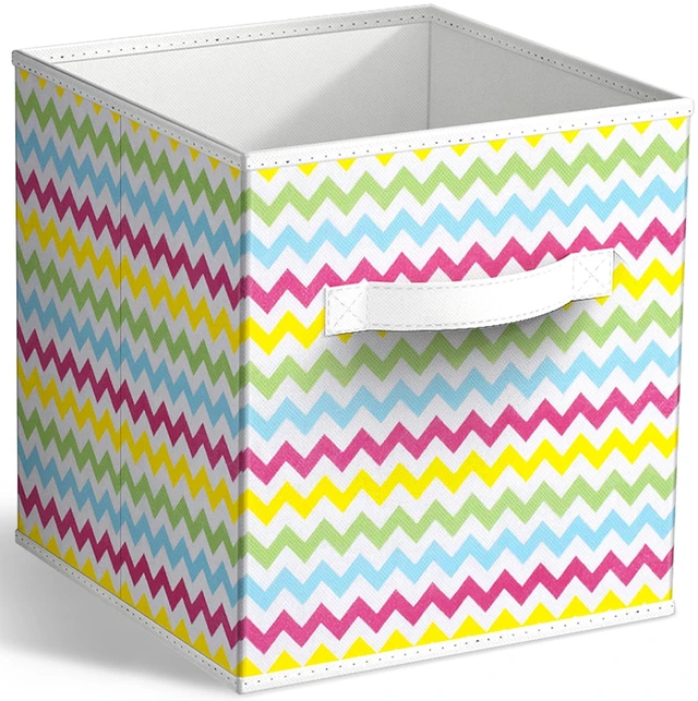 Main image of Sorbus 11" Foldable Chevron Print Fabric Storage Cube Bin, Rainbow
