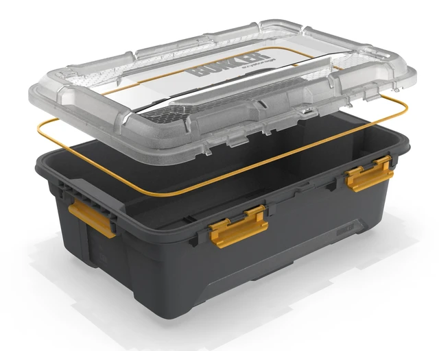 Alt view image 2 of 6 - Ezy Storage Bunker Pro Medium Gasket Tote 11.9, IP68 Waterproof Plastic Bin with Lid and Latches, Gray