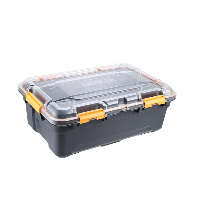 Alt view image 4 of 6 - Ezy Storage Bunker Pro Medium Gasket Tote 11.9, IP68 Waterproof Plastic Bin with Lid and Latches, Gray