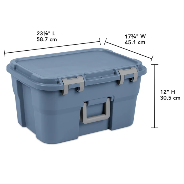 Alt view image 4 of 6 - Sterilite 14 Gallon Heavy Duty Plastic Footlocker Storage Bin, Lockable with Handle, Blue