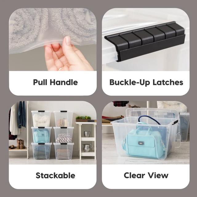 Alt view image 2 of 6 - IRIS 53 Qt. Plastic Stackable Storage Bin with Lid, Tote