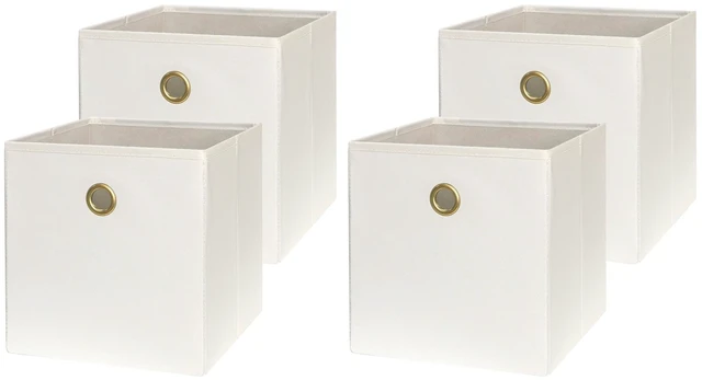 Main image of Mainstays Collapsible Fabric Cube Storage Bins, 4 Pack, 10.5" x 10.5", Vanilla Dream