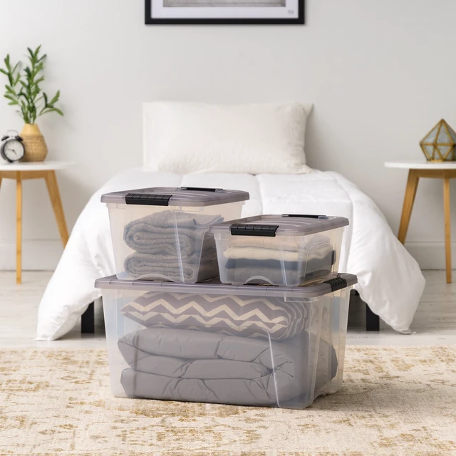 Alt view image 2 of 5 - IRIS 5.8 Qt Plastic Storage Bin with Lid, Stackable Tote Containers