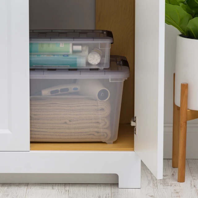 Alt view image 4 of 5 - IRIS 5.8 Qt Plastic Storage Bin with Lid, Stackable Tote Containers