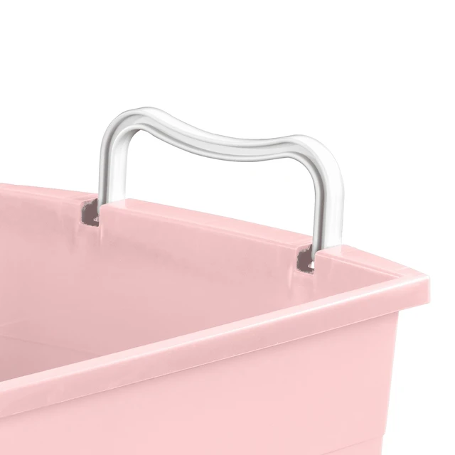 Alt view image 4 of 6 - Mainstays Kids Large Pink Plastic Stackable Rolling Toy Storage Basket with Handles