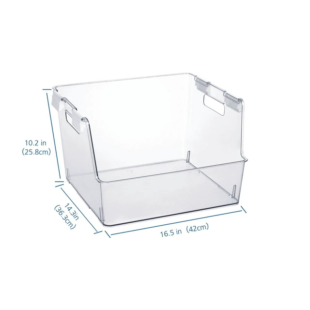Alt view image 2 of 4 - Mainstays Large Clear Plastic Stackable Closet Bin with White Latches