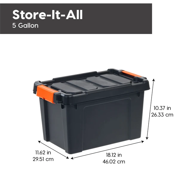 Alt view image 4 of 5 - IRIS USA 5 Gallon Heavy Duty Plastic Storage Box Black