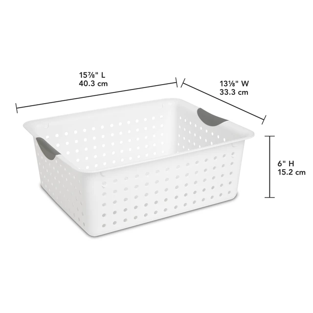 Alt view image 2 of 6 - Sterilite Large Ultra Basket, Open Plastic Storage Bin, White, 6 Count