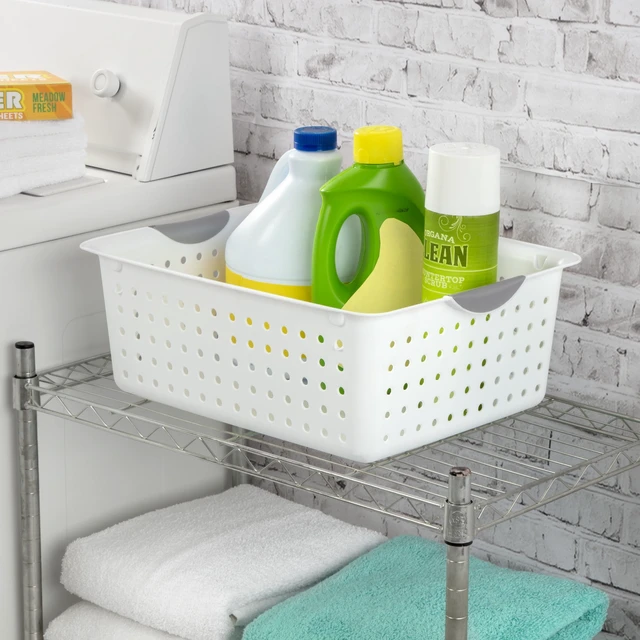 Alt view image 3 of 6 - Sterilite Large Ultra Basket, Open Plastic Storage Bin, White, 6 Count