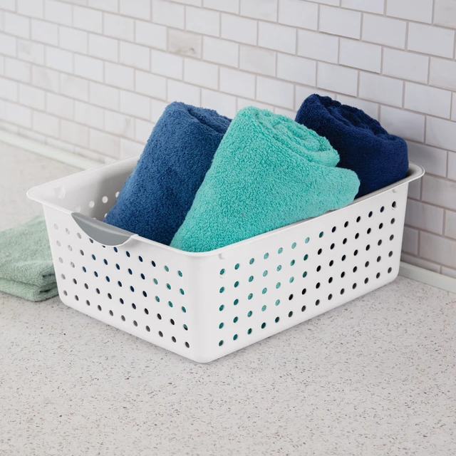 Alt view image 4 of 6 - Sterilite Large Ultra Basket, Open Plastic Storage Bin, White, 6 Count