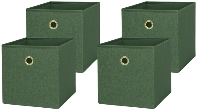 Main image of Mainstays Collapsible Fabric Cube Storage Bins, Green Boucle, 4 Pack, 10.5in x 10.5in x 10.75in