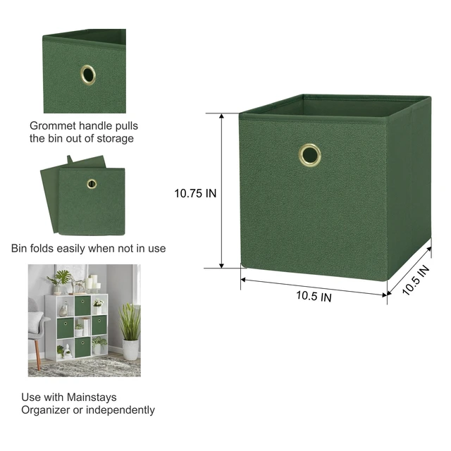 Alt view image 7 of 7 - Mainstays Collapsible Fabric Cube Storage Bins, Green Boucle, 4 Pack, 10.5in x 10.5in x 10.75in