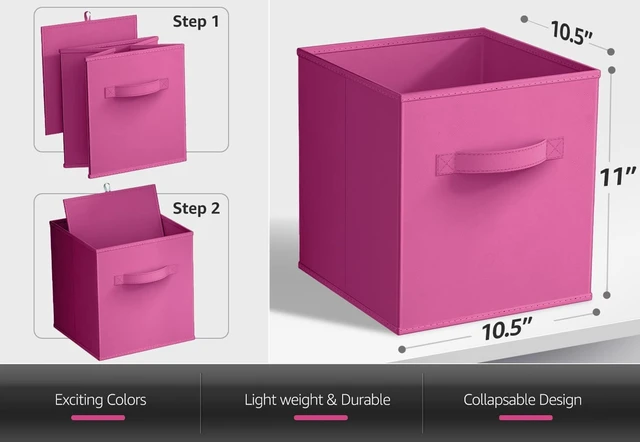 Alt view image 2 of 4 - Sorbus 11" Foldable Fabric Storage Cube Bin, Pink, 2-Pack