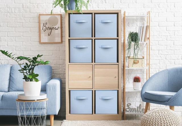 Alt view image 6 of 6 - Sorbus 11" Foldable Fabric Storage Cube Bin, Pastel Blue (2 Pack)