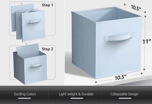 Alt view image 3 of 6 - Sorbus 11" Foldable Fabric Storage Cube Bin, Pastel Blue (2 Pack)