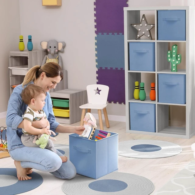 Alt view image 2 of 6 - Sorbus 11" Foldable Fabric Storage Cube Bin, Pastel Blue (2 Pack)